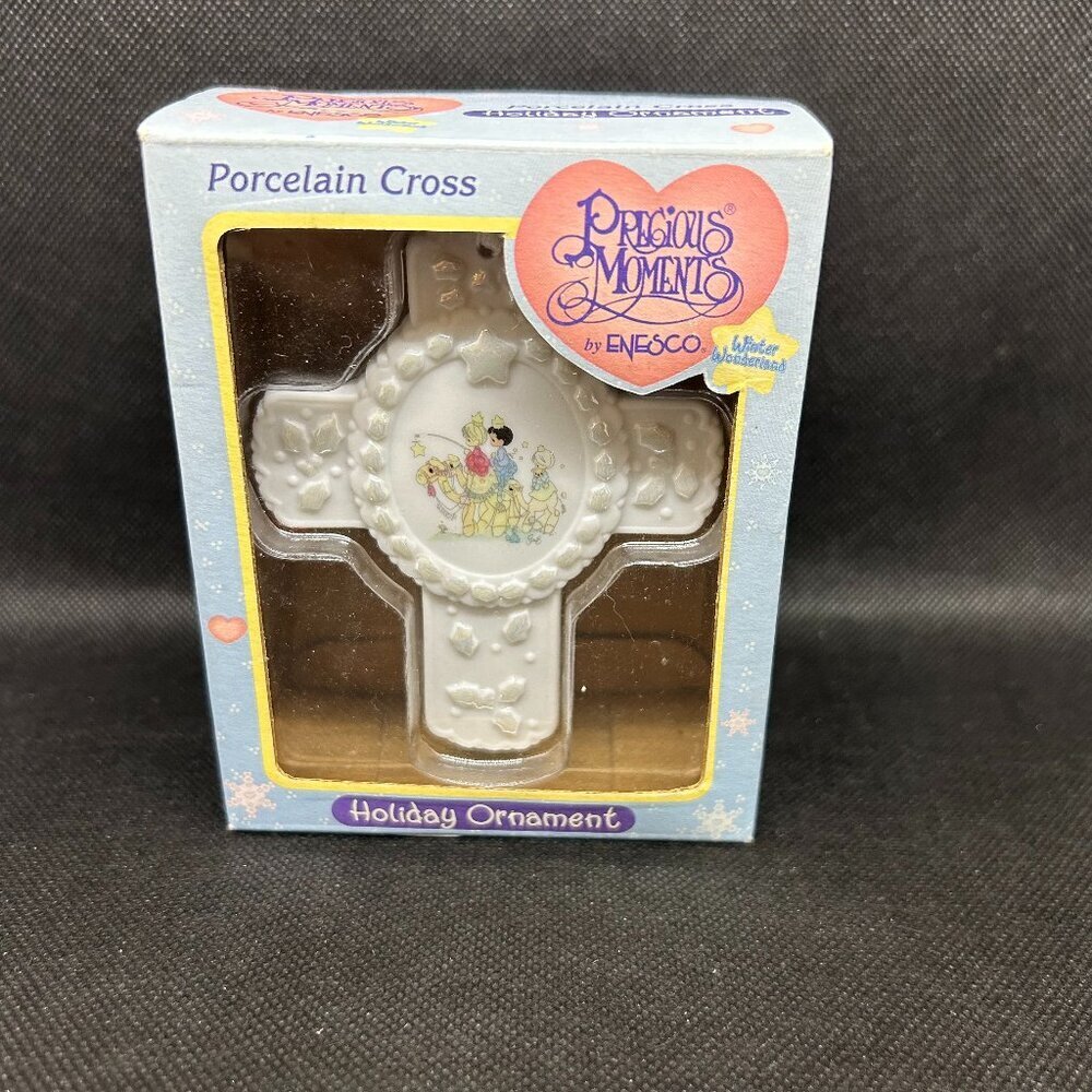 PRECIOUS Moments Peace on Earth cross ornament